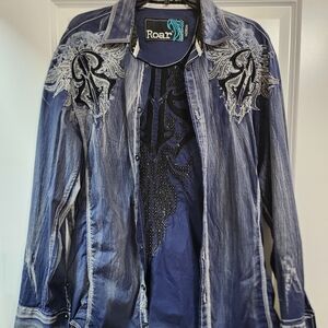 Roar Indigo Embroidered Shirt